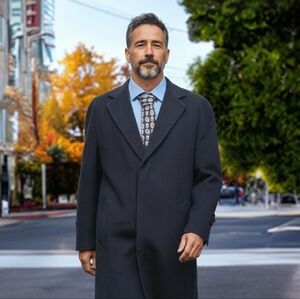 Brioni Navy Men's Wool Trench Coat